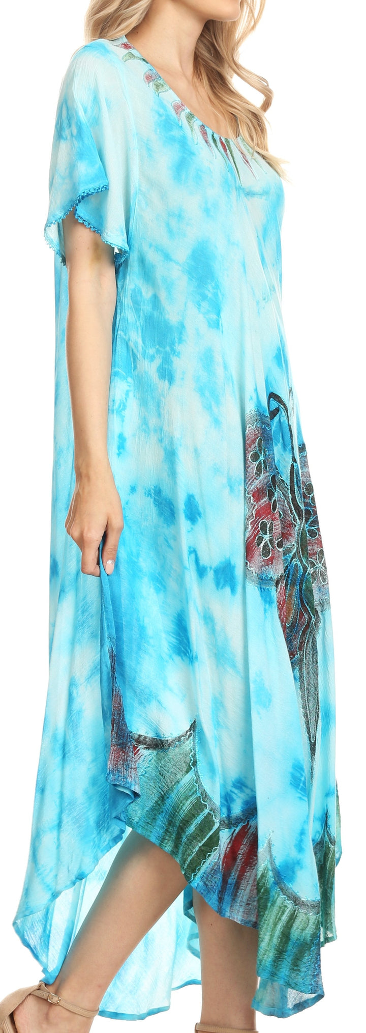 Sakkas Nalani Womens Flowy Caftan Tie Dye Summer Dress Cover up Relax Fit