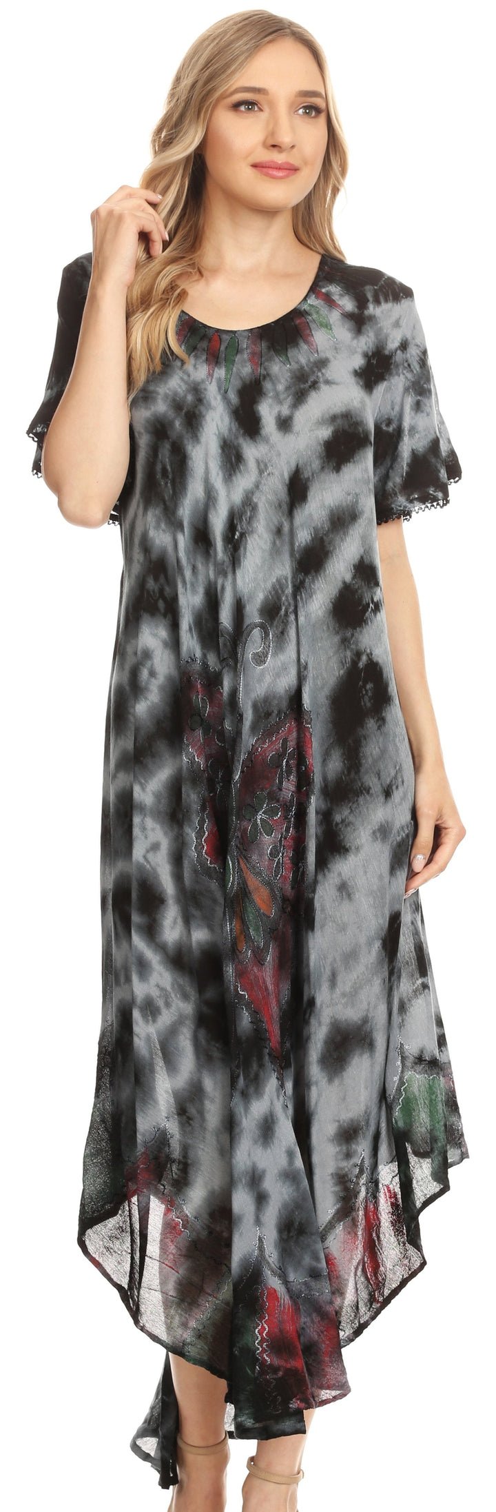 Sakkas Nalani Womens Flowy Caftan Tie Dye Summer Dress Cover up Relax Fit