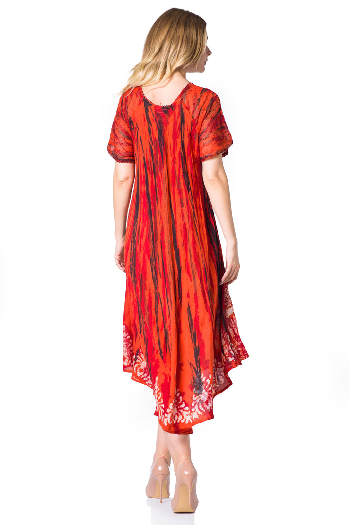 Sakkas Devora Women's Maxi NightGown Caftan Kaftan Dress Tie Dye Batik & Corset