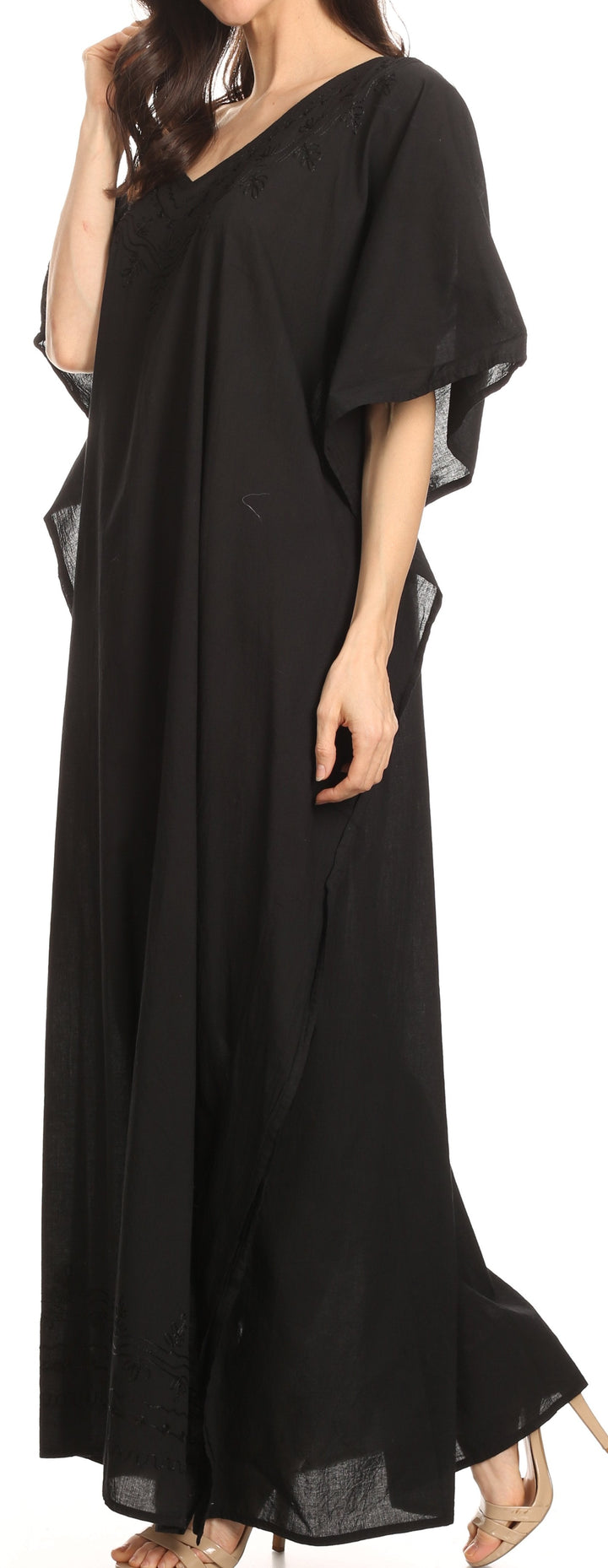 Sakkas Favi Womens Casual Long Maxi Dress Caftan Cover Up Loungewear in Rayon