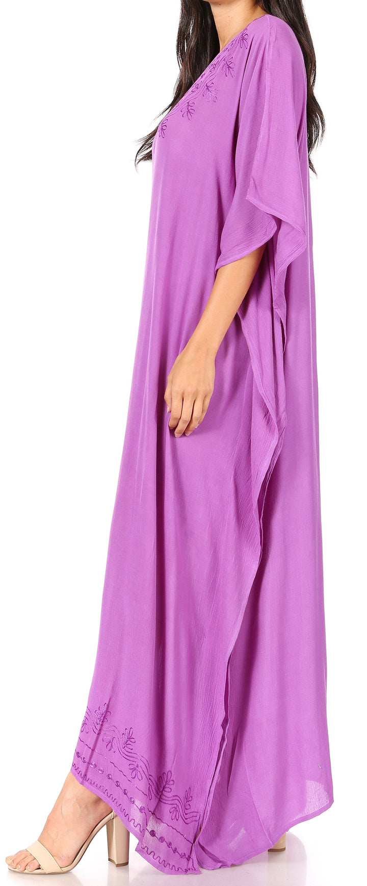 Sakkas Favi Womens Casual Long Maxi Dress Caftan Cover Up Loungewear in Rayon
