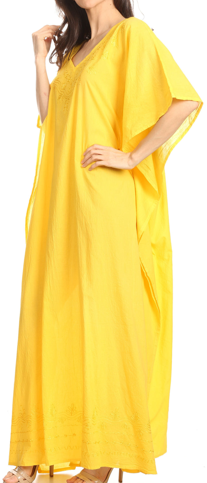 Sakkas Favi Womens Casual Long Maxi Dress Caftan Cover Up Loungewear in Rayon