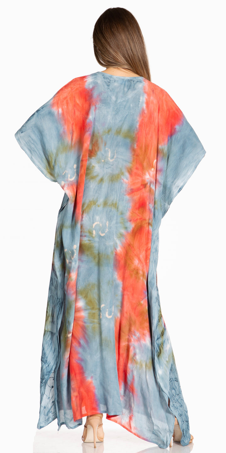 Sakkas Pilar Petite Women's Beach Maxi Caftan Dress in Short Sleeve Casual Style