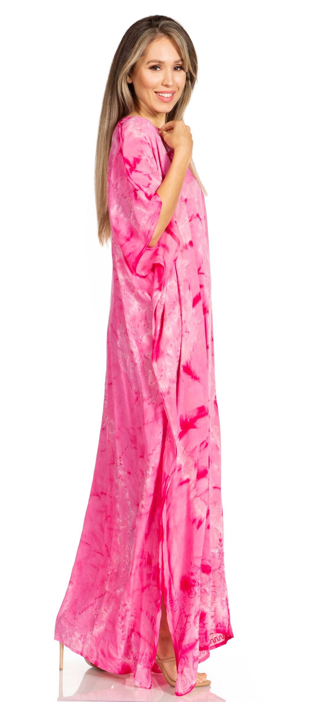 Sakkas Pilar Petite Women's Beach Maxi Caftan Dress in Short Sleeve Casual Style