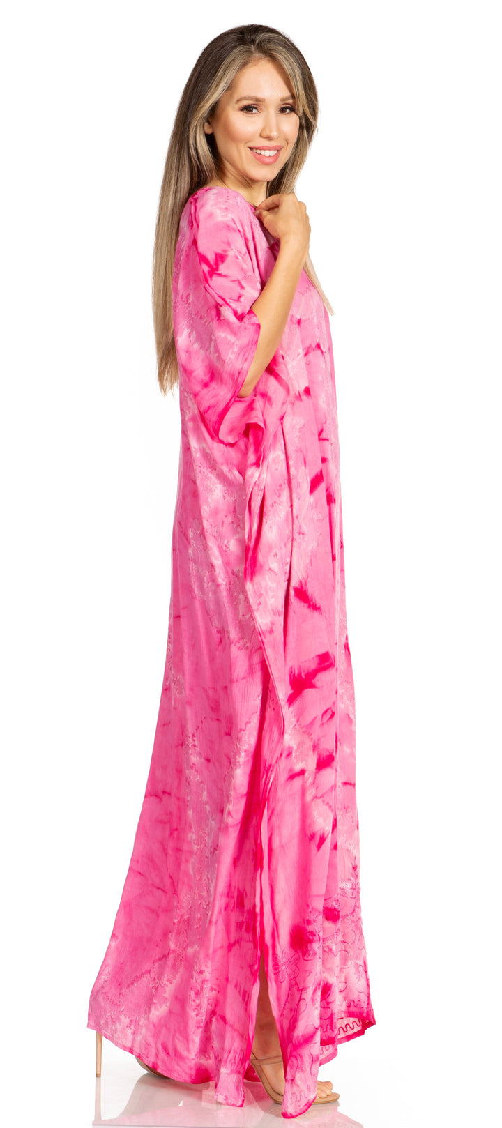 Sakkas Pilar Petite Women's Beach Maxi Caftan Dress in Short Sleeve Casual Style