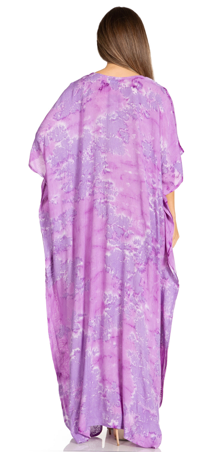 Sakkas Pilar Petite Women's Beach Maxi Caftan Dress in Short Sleeve Casual Style