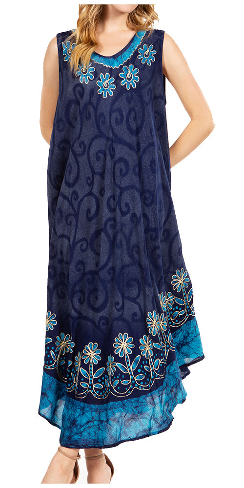 Sakkas Starlight Second Tie Dye Caftan Dress: Women's Beach Cover Up