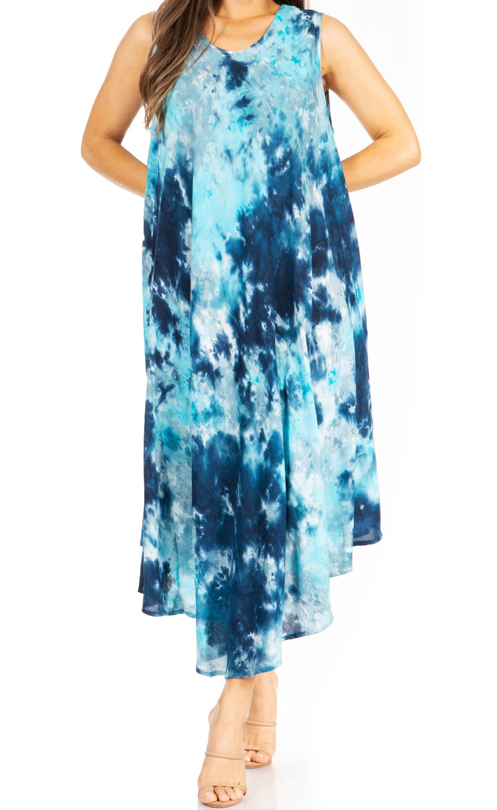 Sakkas Starlight Third Tie Dye Caftan Dress: Women's Beach Cover Up