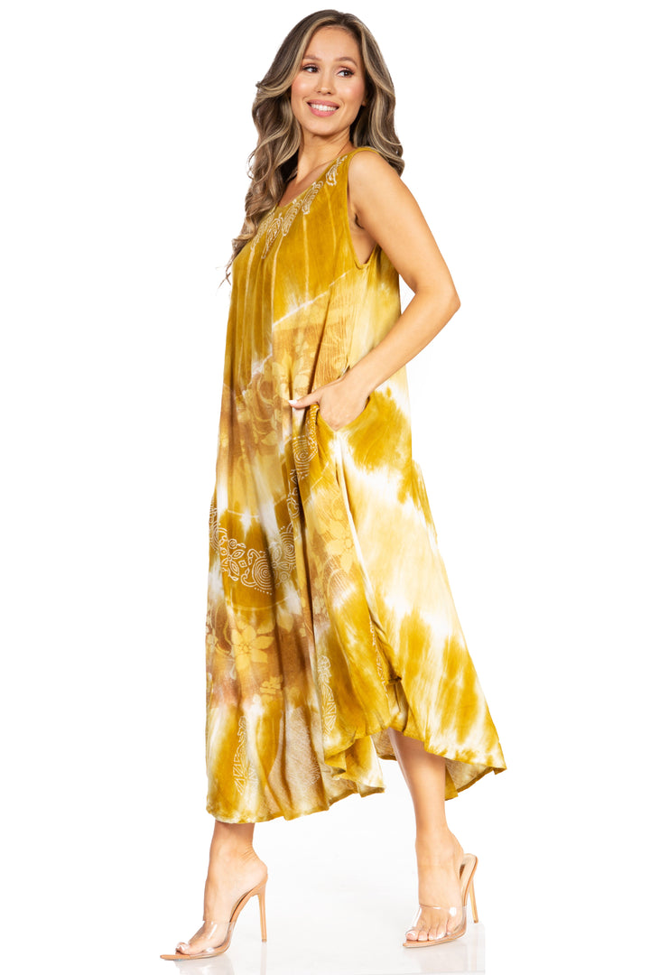Sakkas Starlight Third Tie Dye Caftan Dress: Women&