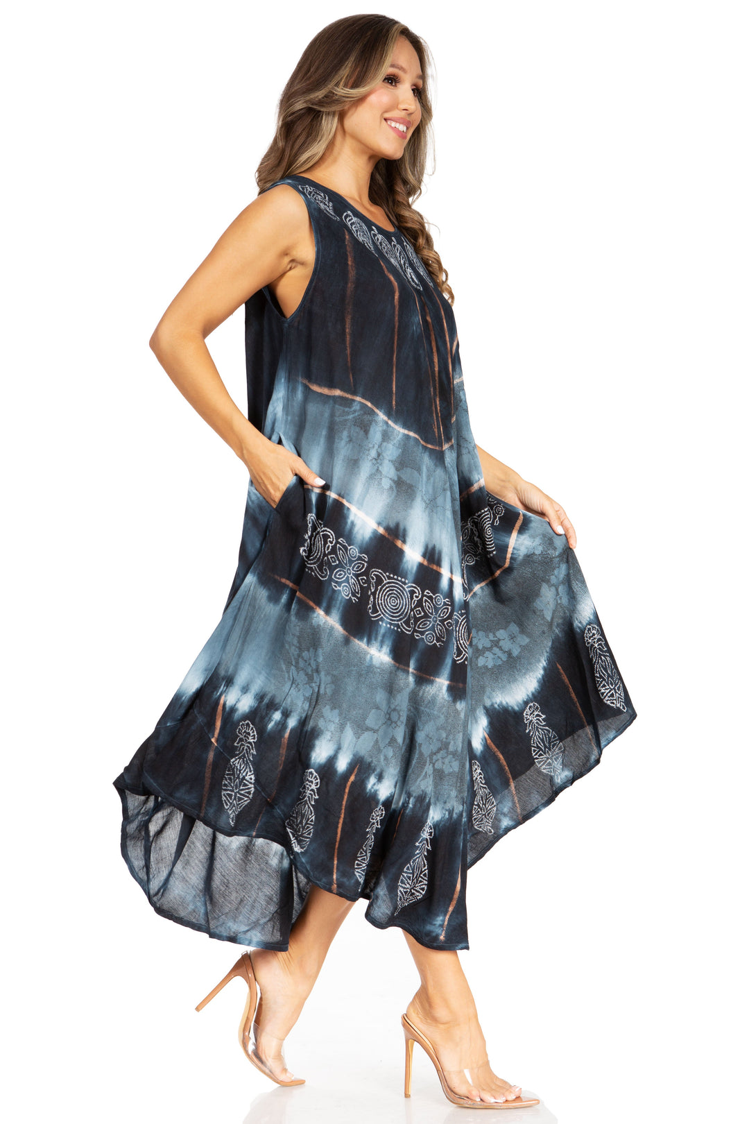 Sakkas Starlight Third Tie Dye Caftan Dress: Women&