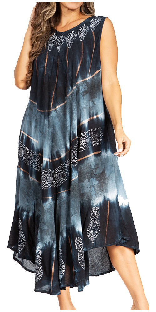 Sakkas Starlight Third Tie Dye Caftan Dress: Women&