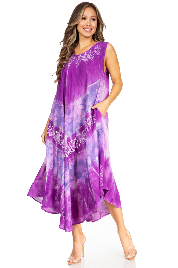 Sakkas Starlight Third Tie Dye Caftan Dress: Women&