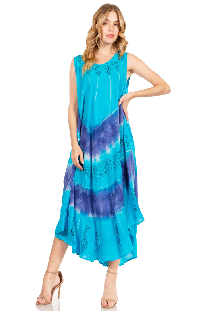 Sakkas Starlight Third Tie Dye Caftan Dress: Women&