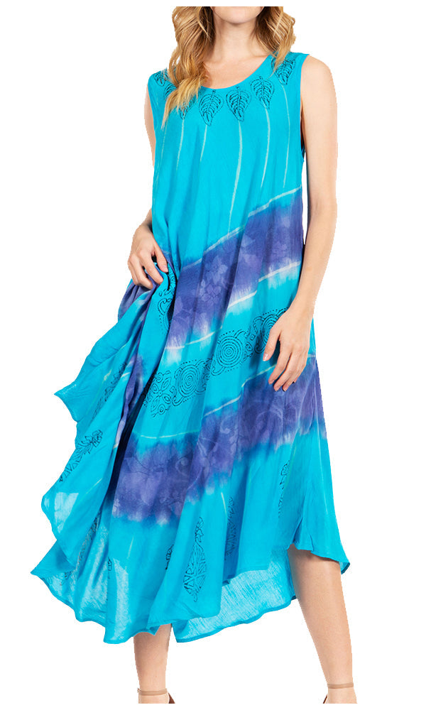 Sakkas Starlight Third Tie Dye Caftan Dress: Women&