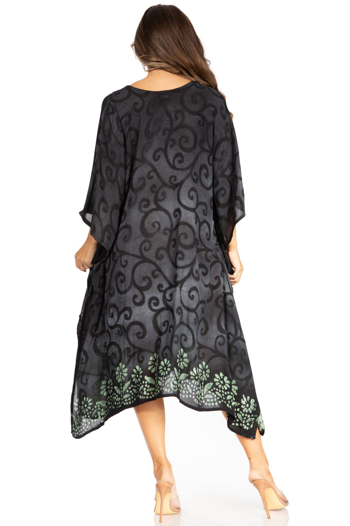 Sakkas Clementine Women's Tie Dye Caftan Dress/Cover Up Beach Kaftan Boho Summer