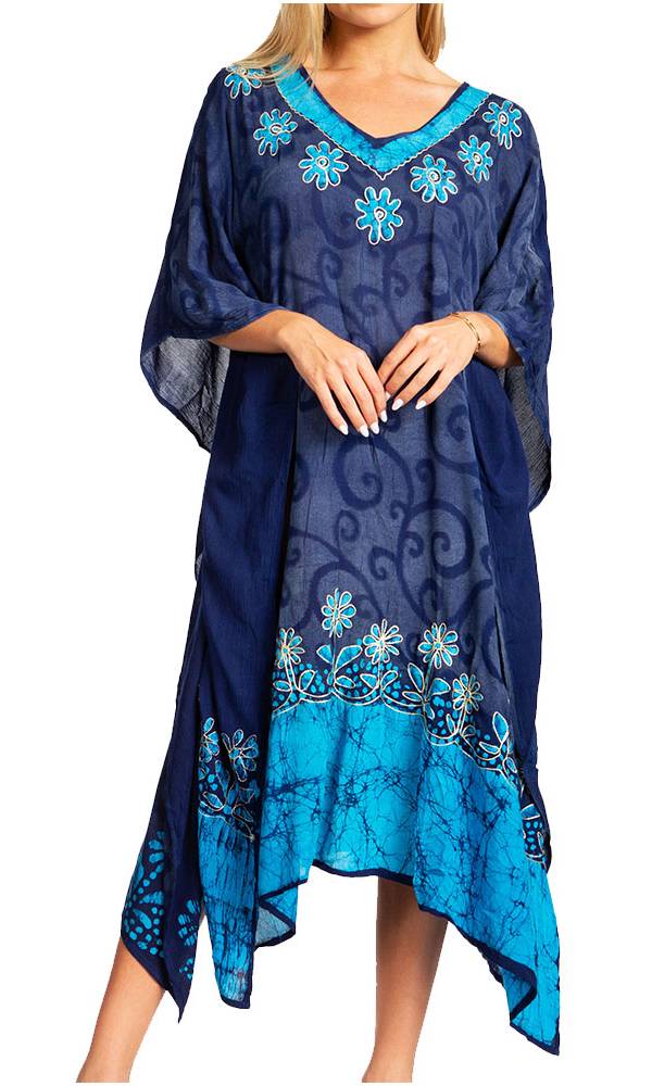 Sakkas Clementine Women's Tie Dye Caftan Dress/Cover Up Beach Kaftan Boho Summer