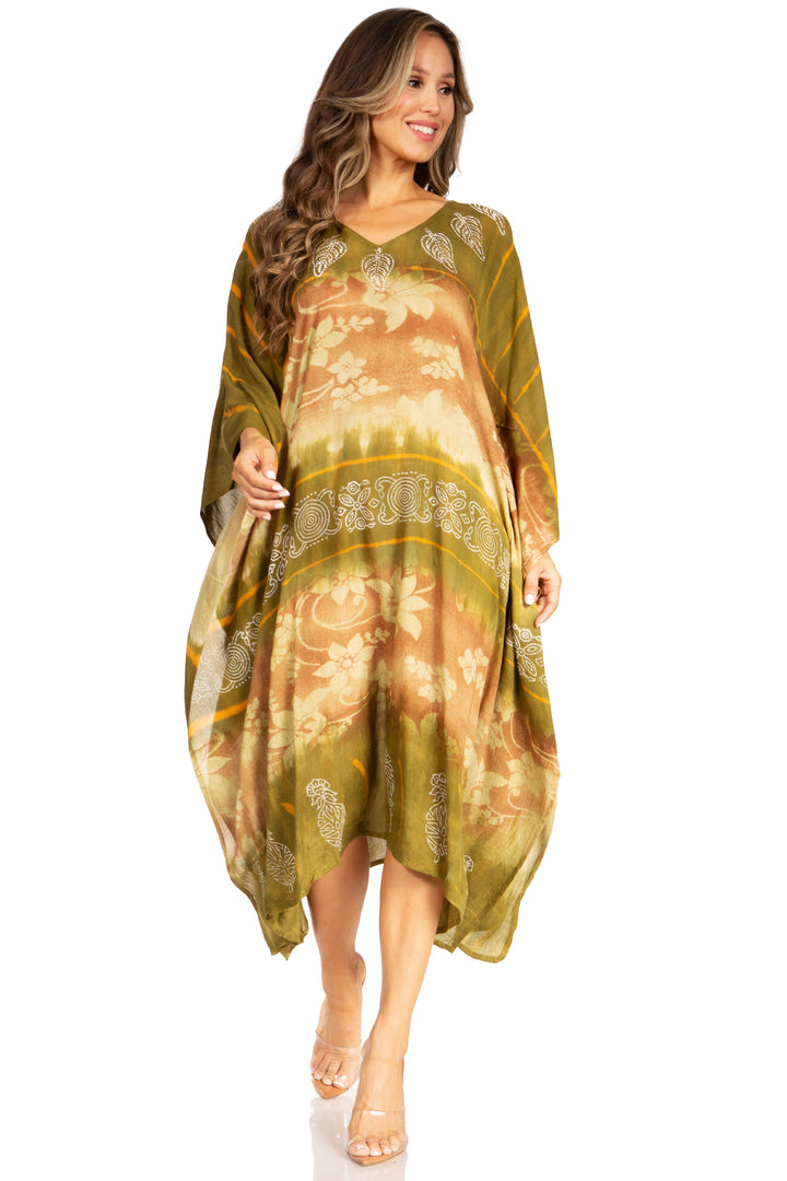 Sakkas Clementine Second Women's Tie Dye Caftan Dress/Cover Up Beach Kaftan Boho