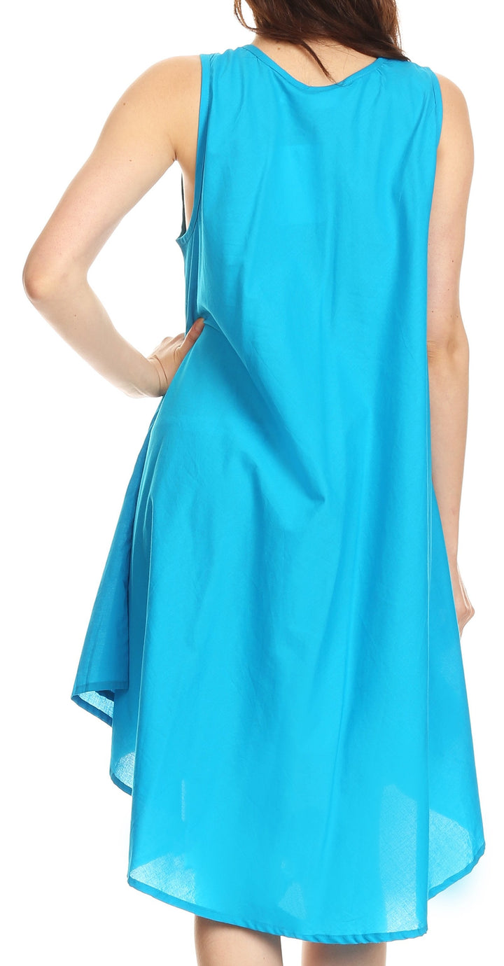 Sakkas Lina Mid Length Casual Summer Tent Swing Sleeveless Dress With Pockets