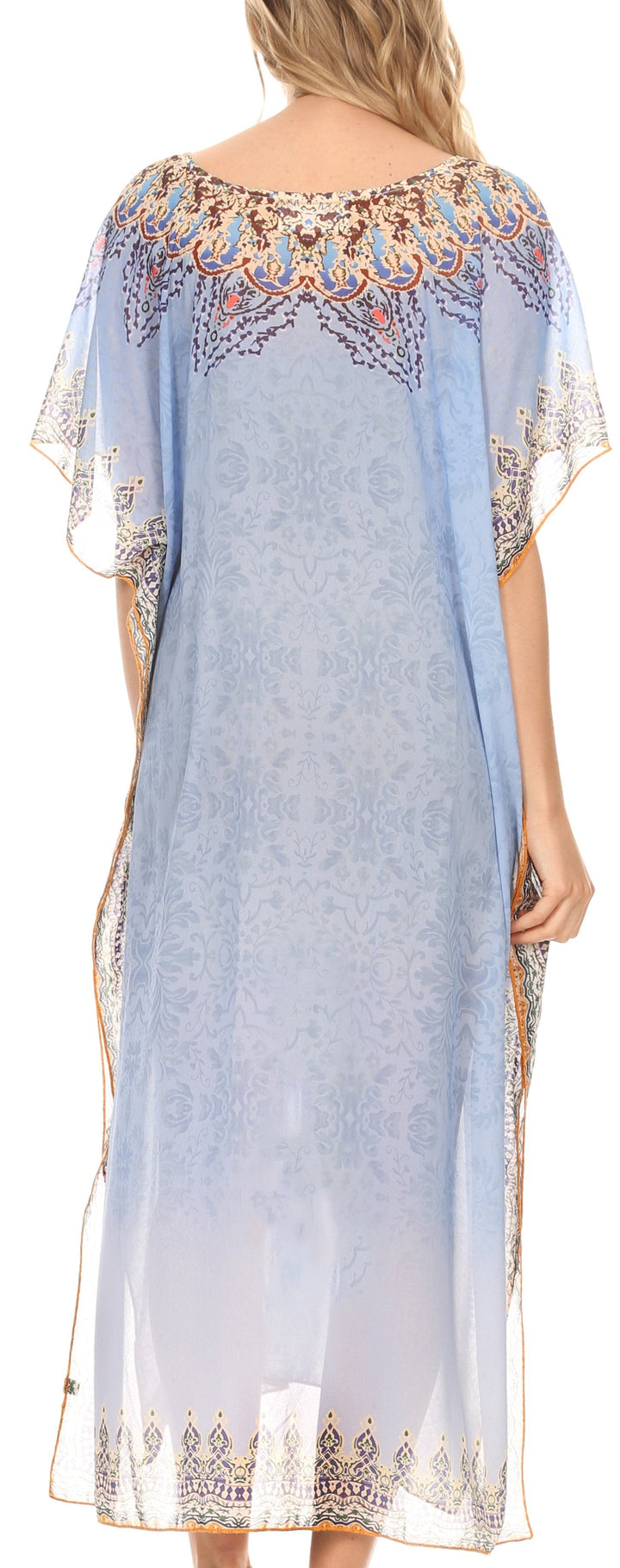 MKY Astryd Women's Flowy Maxi Long Caftan Dress Cover Up with Rhinestone