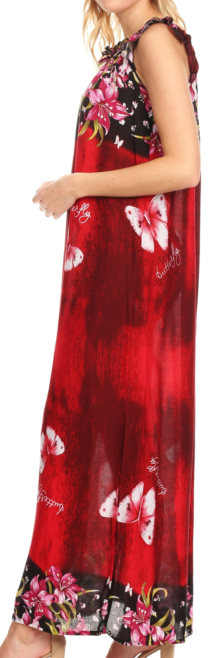 Sakkas Abby Womens Casual Long Tropical Off Shoulder Dress Elastic &amp; Floral Print