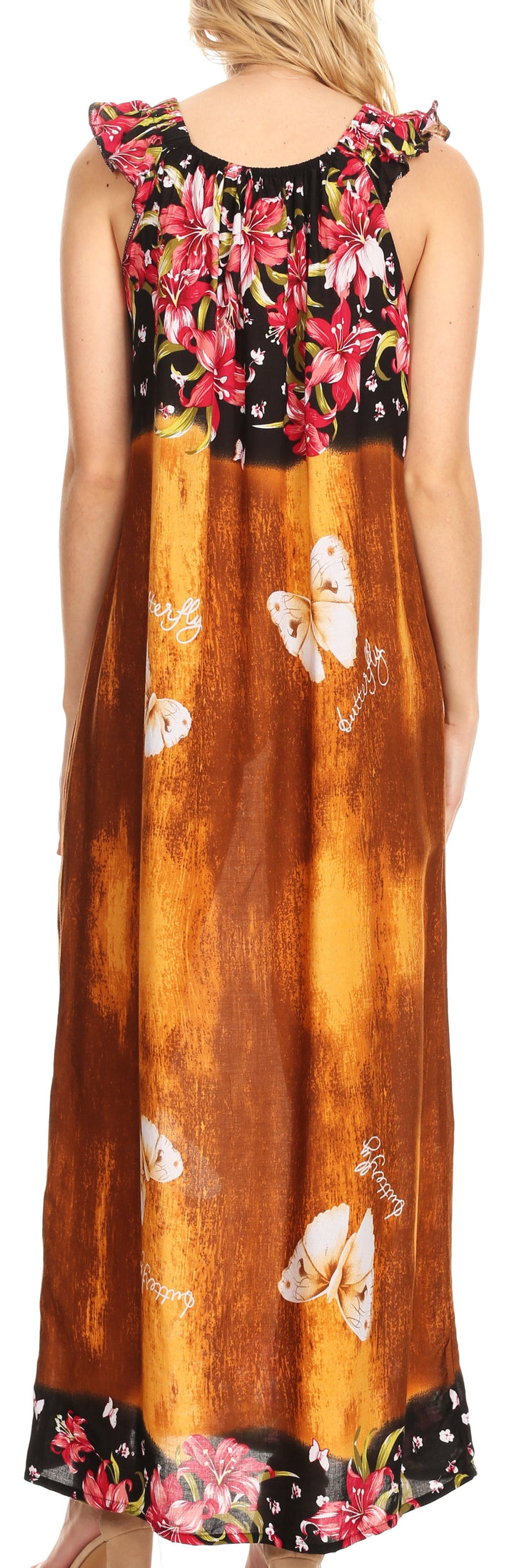 Sakkas Abby Womens Casual Long Tropical Off Shoulder Dress Elastic &amp; Floral Print