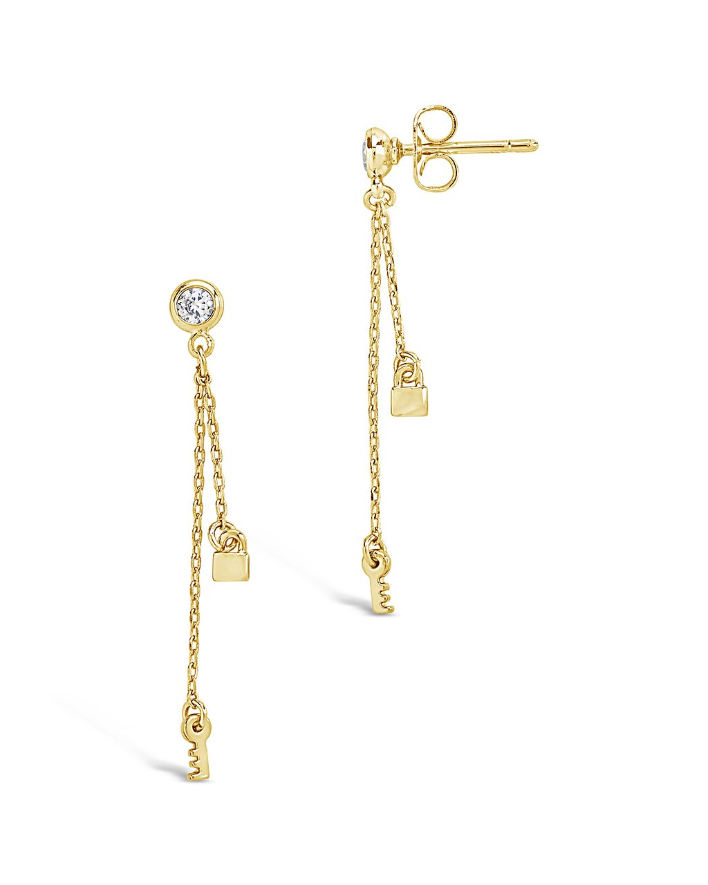 Lock and Key Dangle Stud Earring