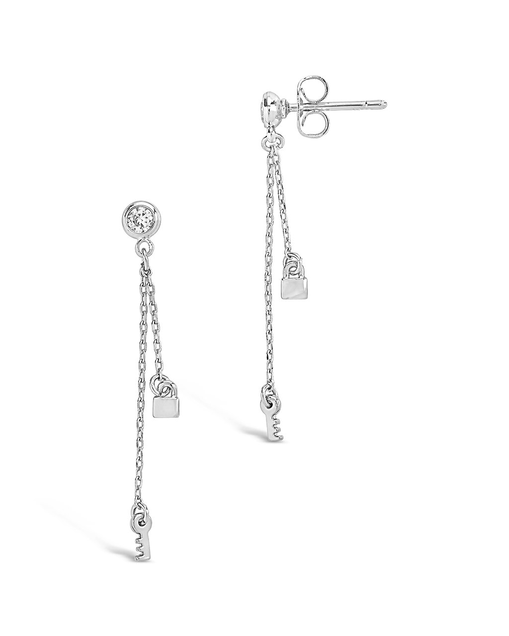 Lock and Key Dangle Stud Earring