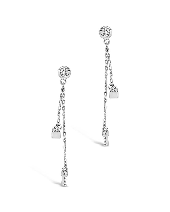Lock and Key Dangle Stud Earring
