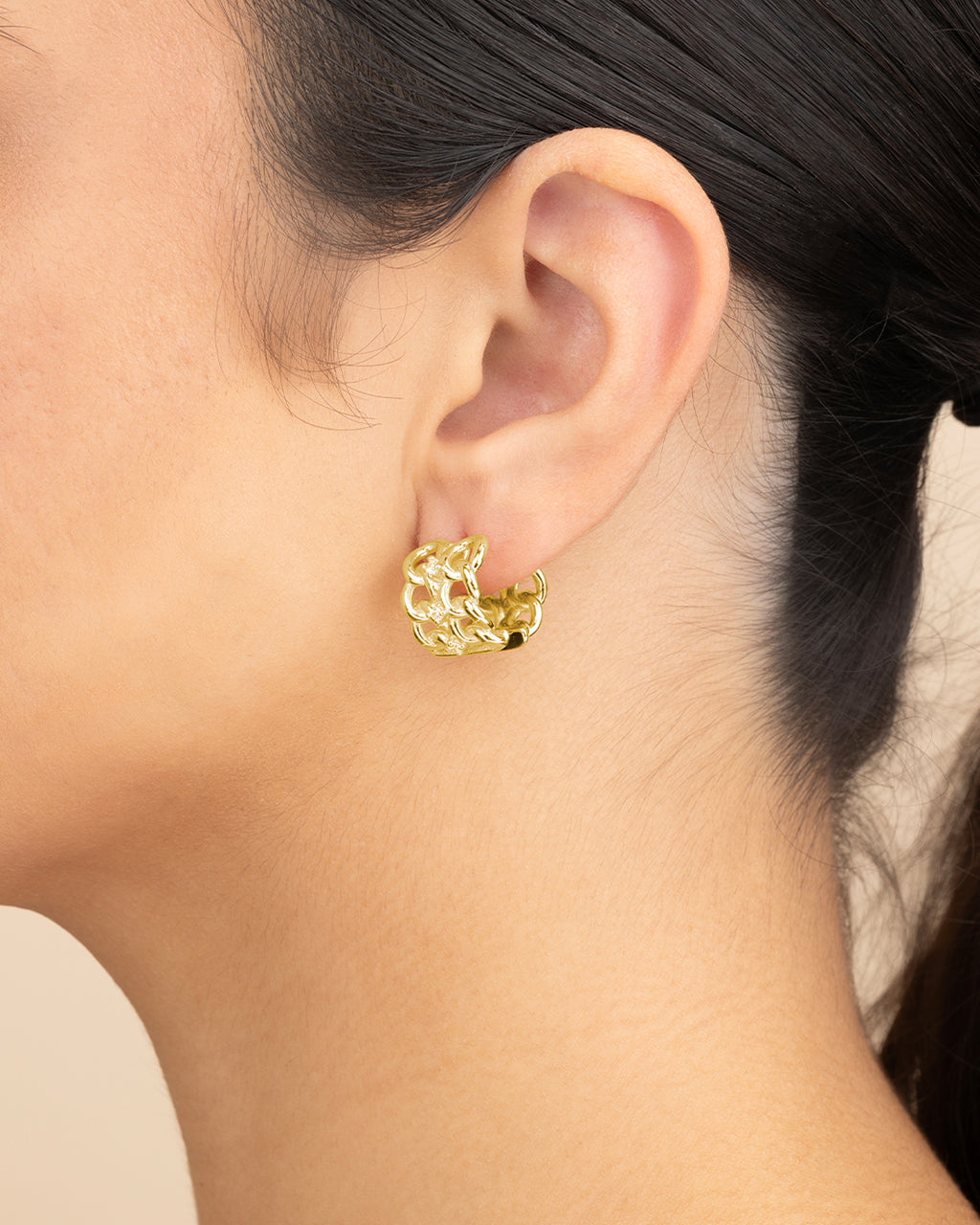 Carleene CZ Chain Huggie Hoop Earrings