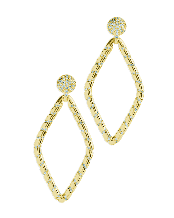 Geoetric CZ Diamond Drop Stud Earrings