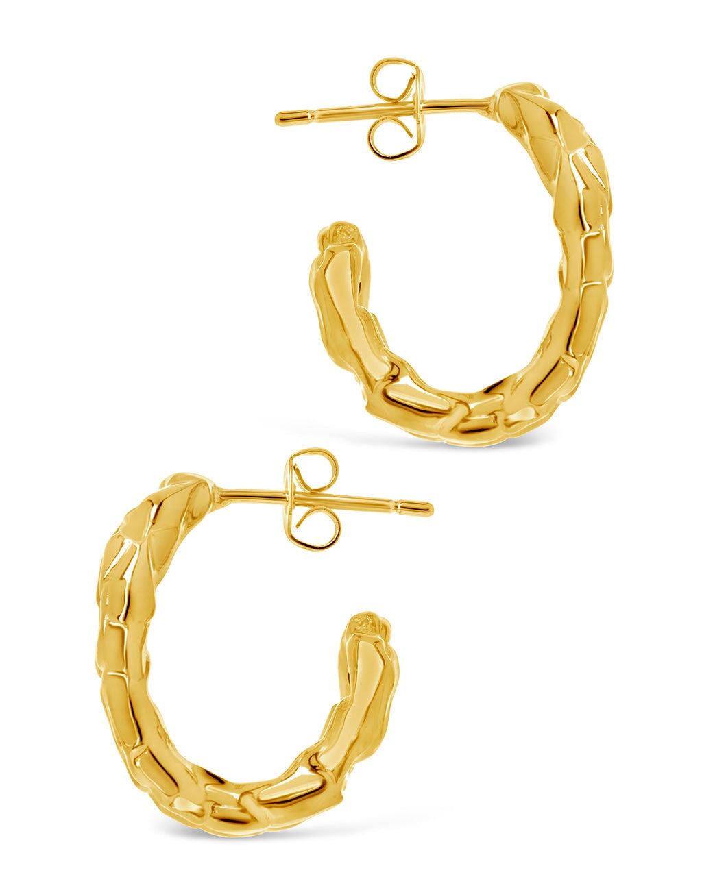 Mavis CZ Molten Metal Folded Hoop Earrings