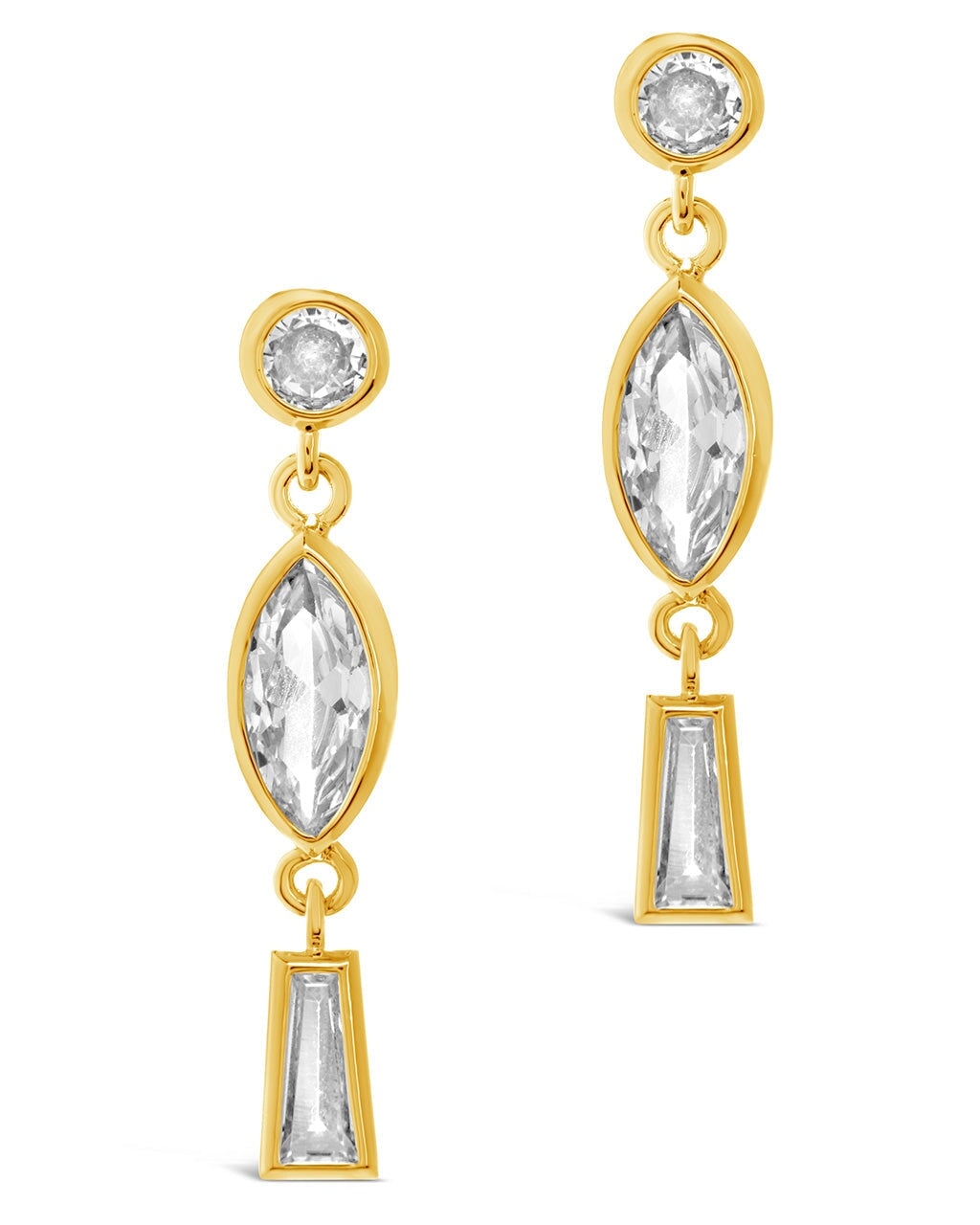 Suvi Triple CZ Drop Stud Earrings