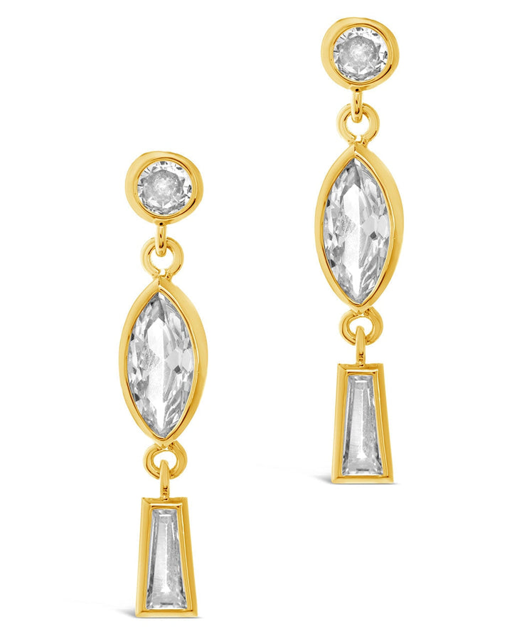 Suvi Triple CZ Drop Stud Earrings