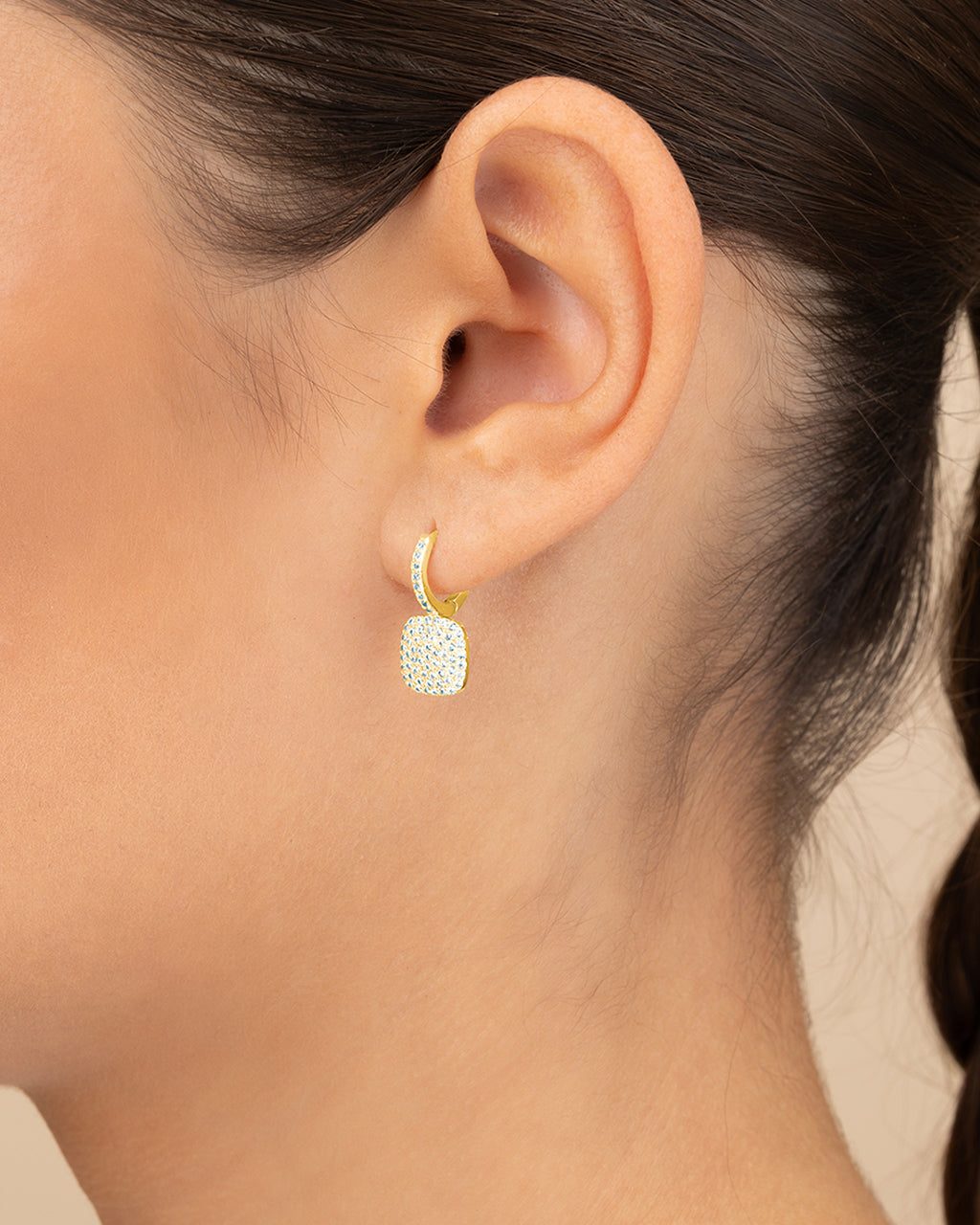 CZ Tag Micro Hoop Earrings