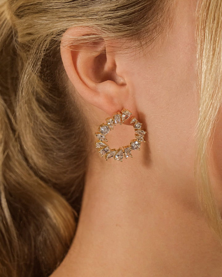 Shania CZ Circle Stud Earrings