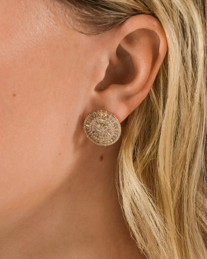 Sandy CZ Circle Stud Earrings