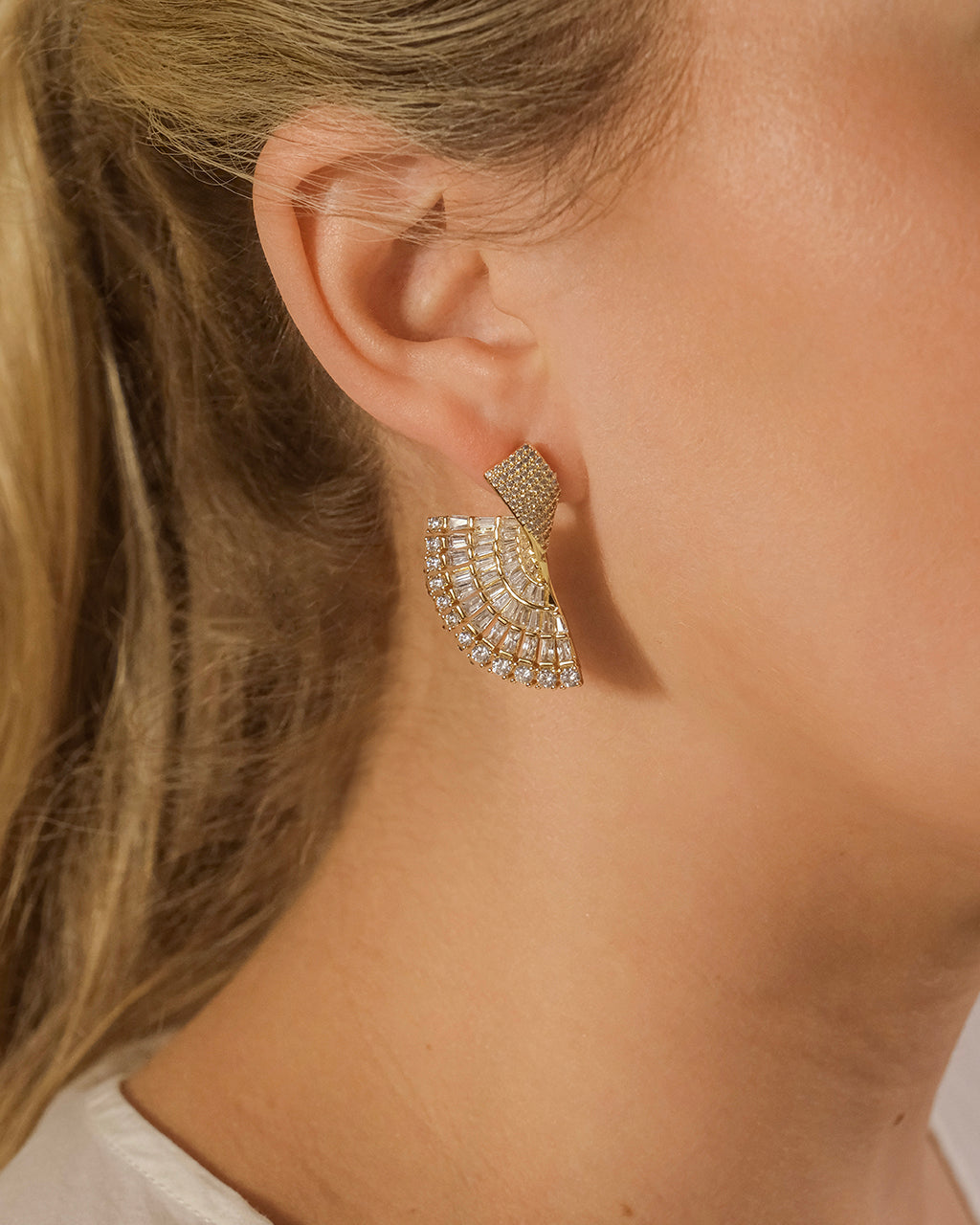 Hartford CZ Fan Drop Stud Earrings
