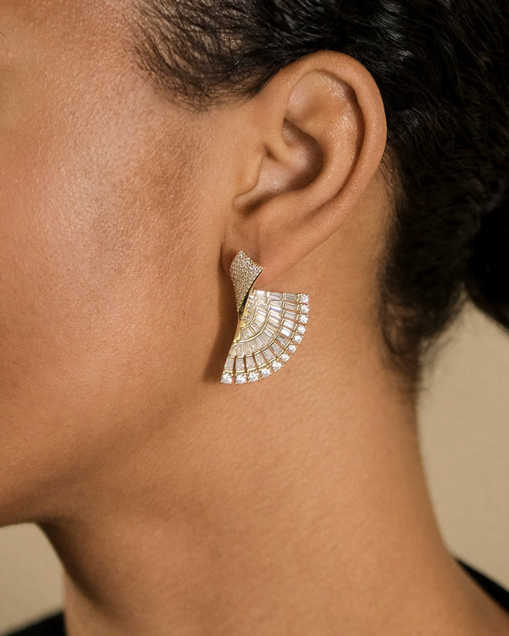 Hartford CZ Fan Drop Stud Earrings