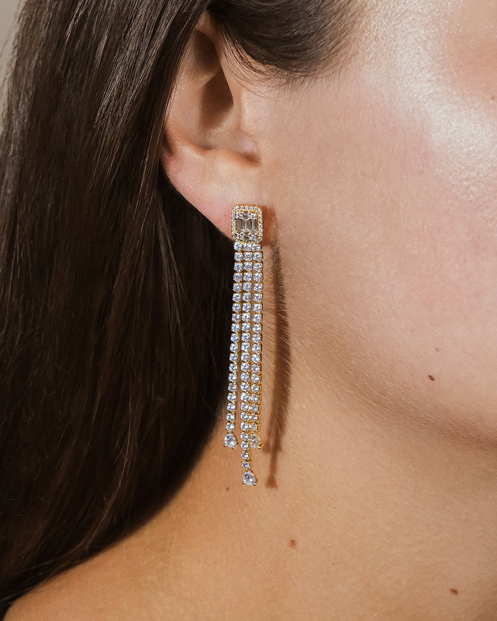 Naomi CZ Dangle Stud Earrings