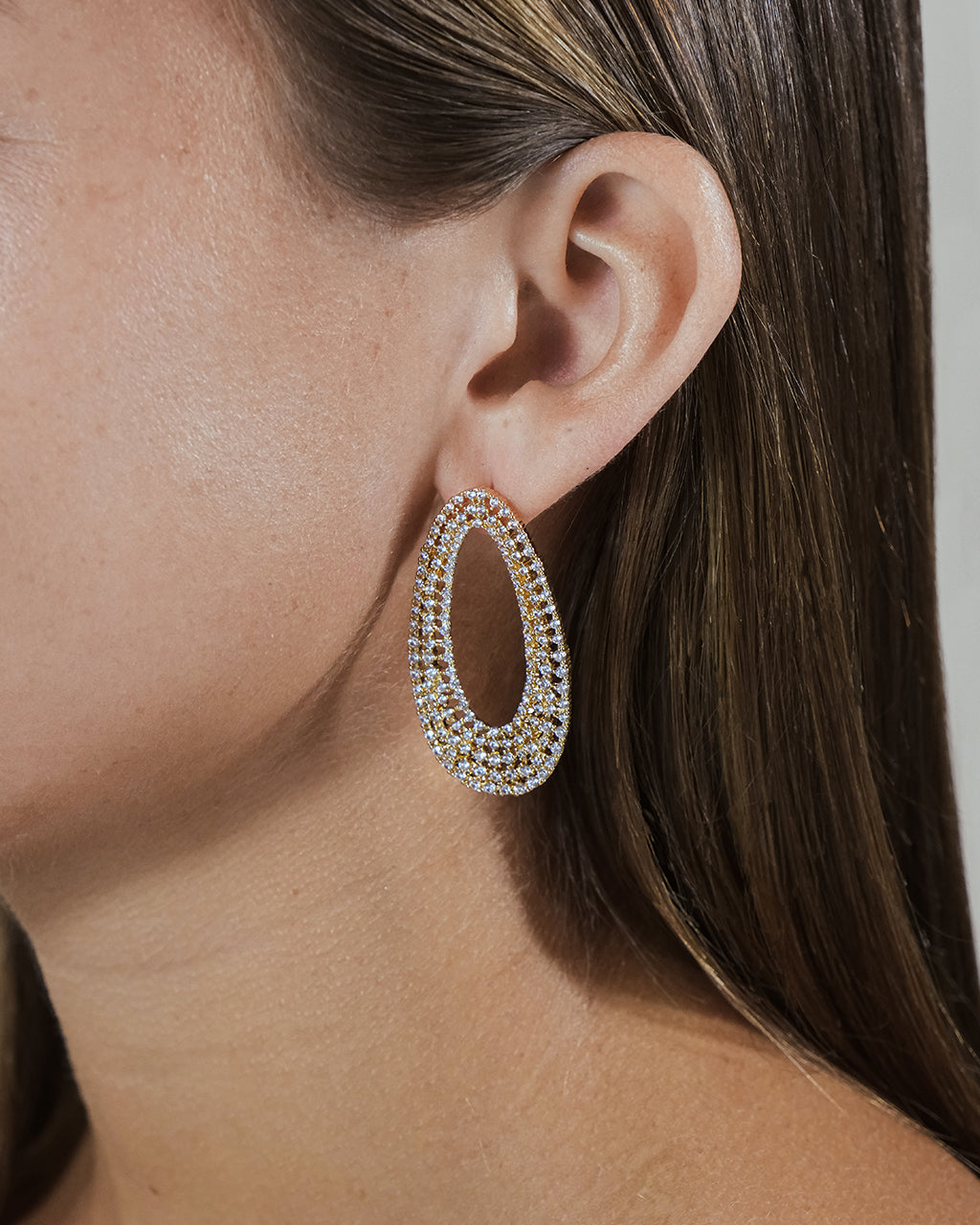 Olivia CZ Oval Stud Earrings