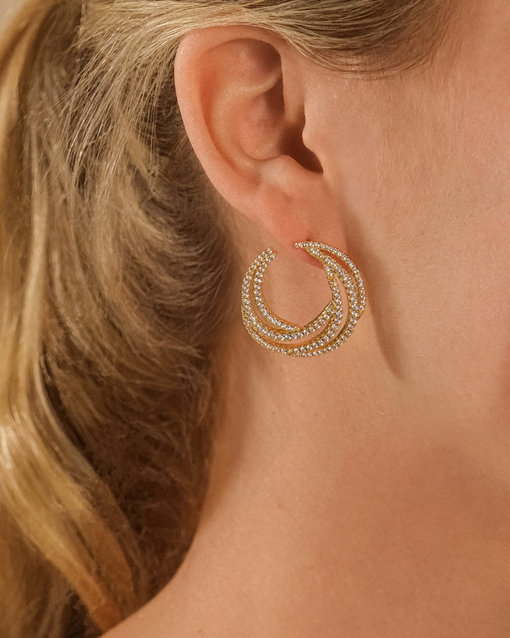 Emma CZ Swirl Statement Stud Earrings