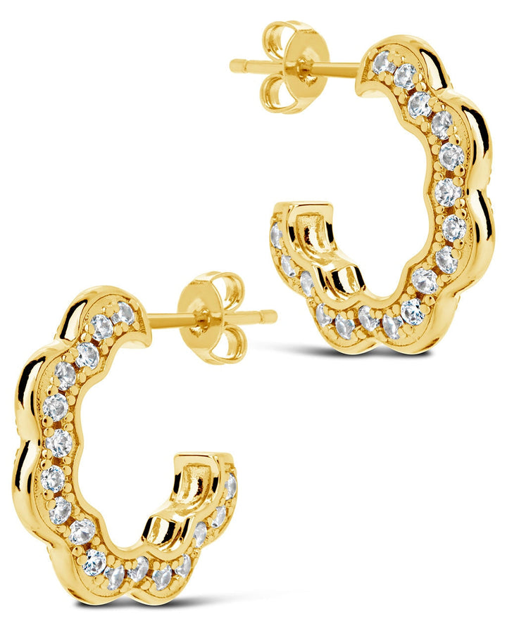 Marisole CZ Rose Petal Hoop Earrings