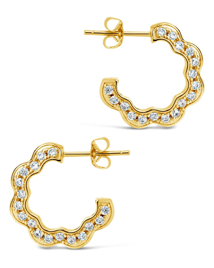 Marisole CZ Rose Petal Hoop Earrings