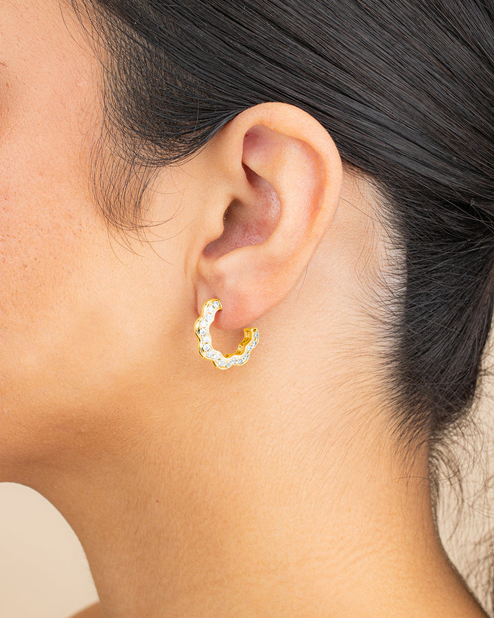 Marisole CZ Rose Petal Hoop Earrings