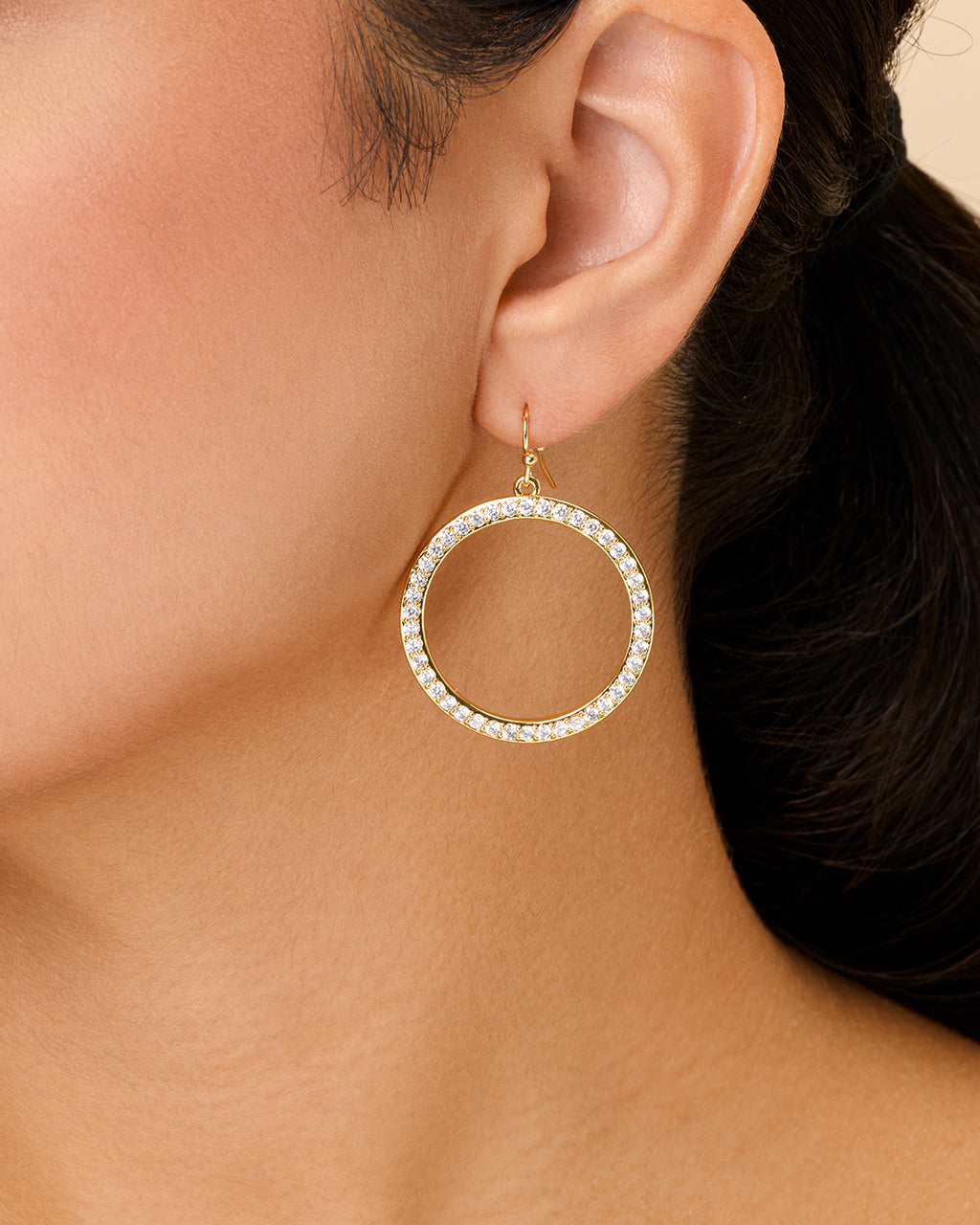 Della CZ Circle Dangle Earrings