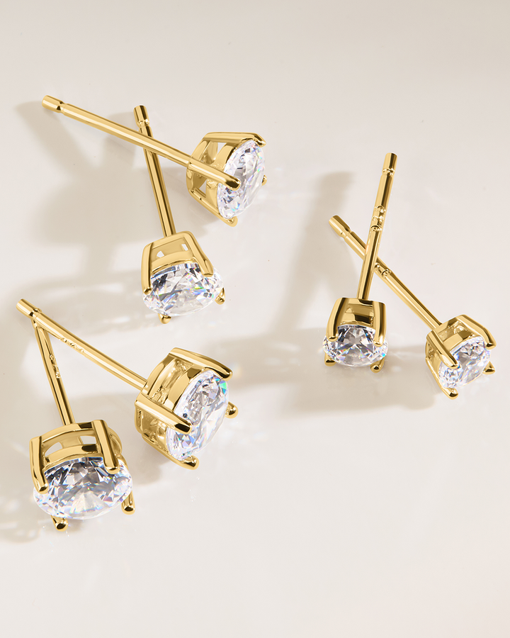 Sterling Silver CZ Stud Earring Set