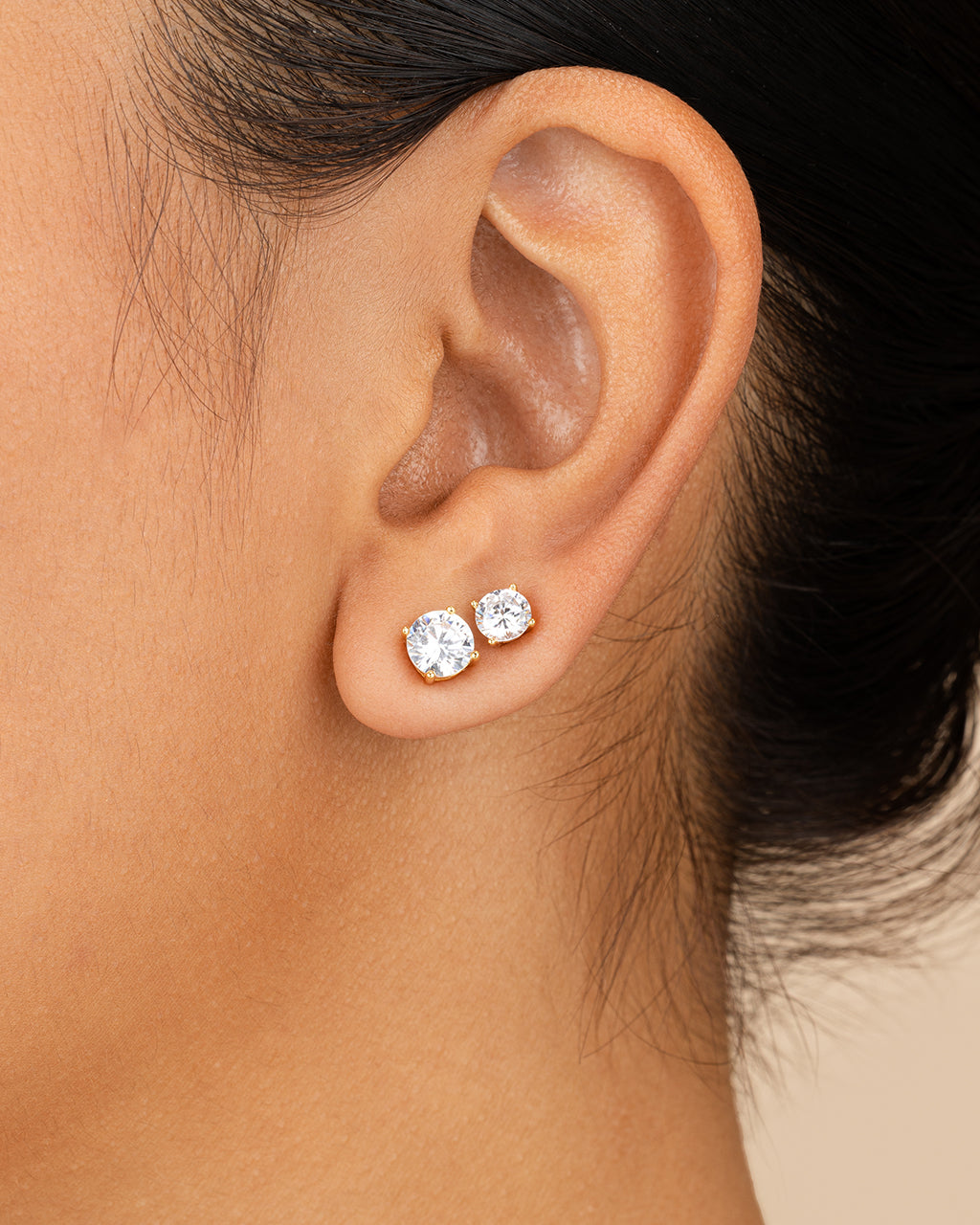 Sterling Silver CZ Stud Earring Set