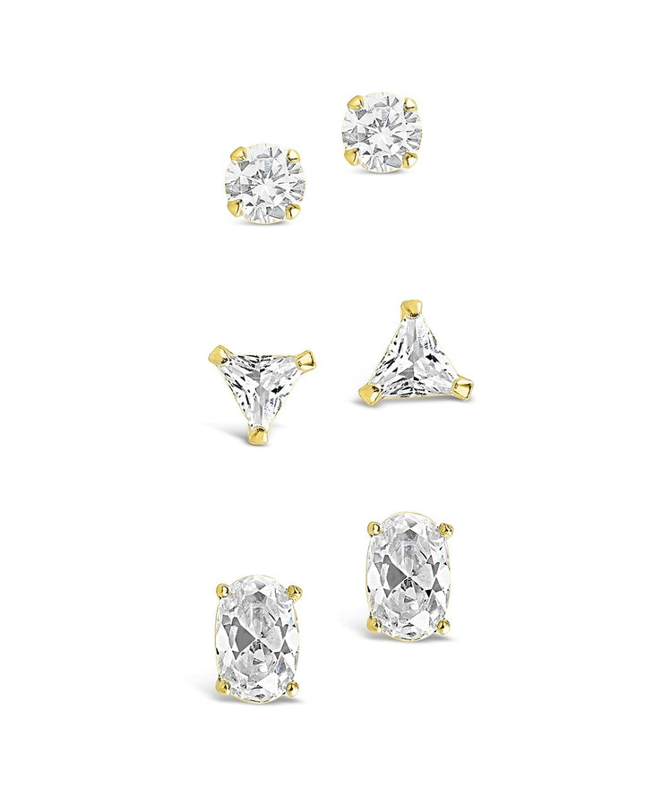 Sterling Silver Everyday CZ Stud Set of 3