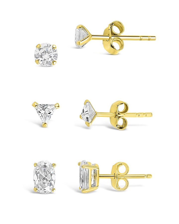 Sterling Silver Everyday CZ Stud Set of 3