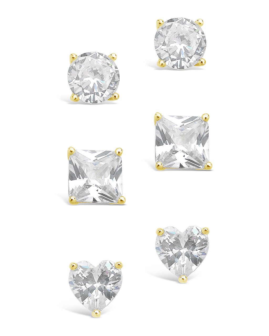 Sterling Silver Statement CZ Stud Set of 3